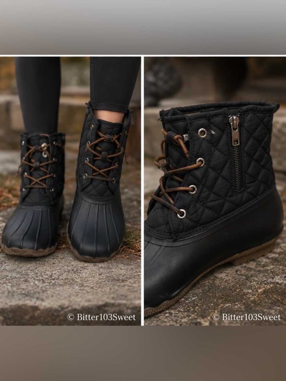 Sperry Black Saltwater Quilted Womens | Rain | Snow | Duck Boots Size 10 - Picture 3 of 12